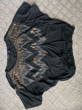 Miss Me Black Short Sleeve Sequin Zigzag Top